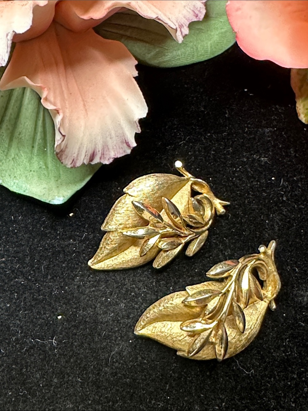 SARAH COVENTRY - Gold Leaf Motif Clip-On Earrings - Elegant Women's Jewelry